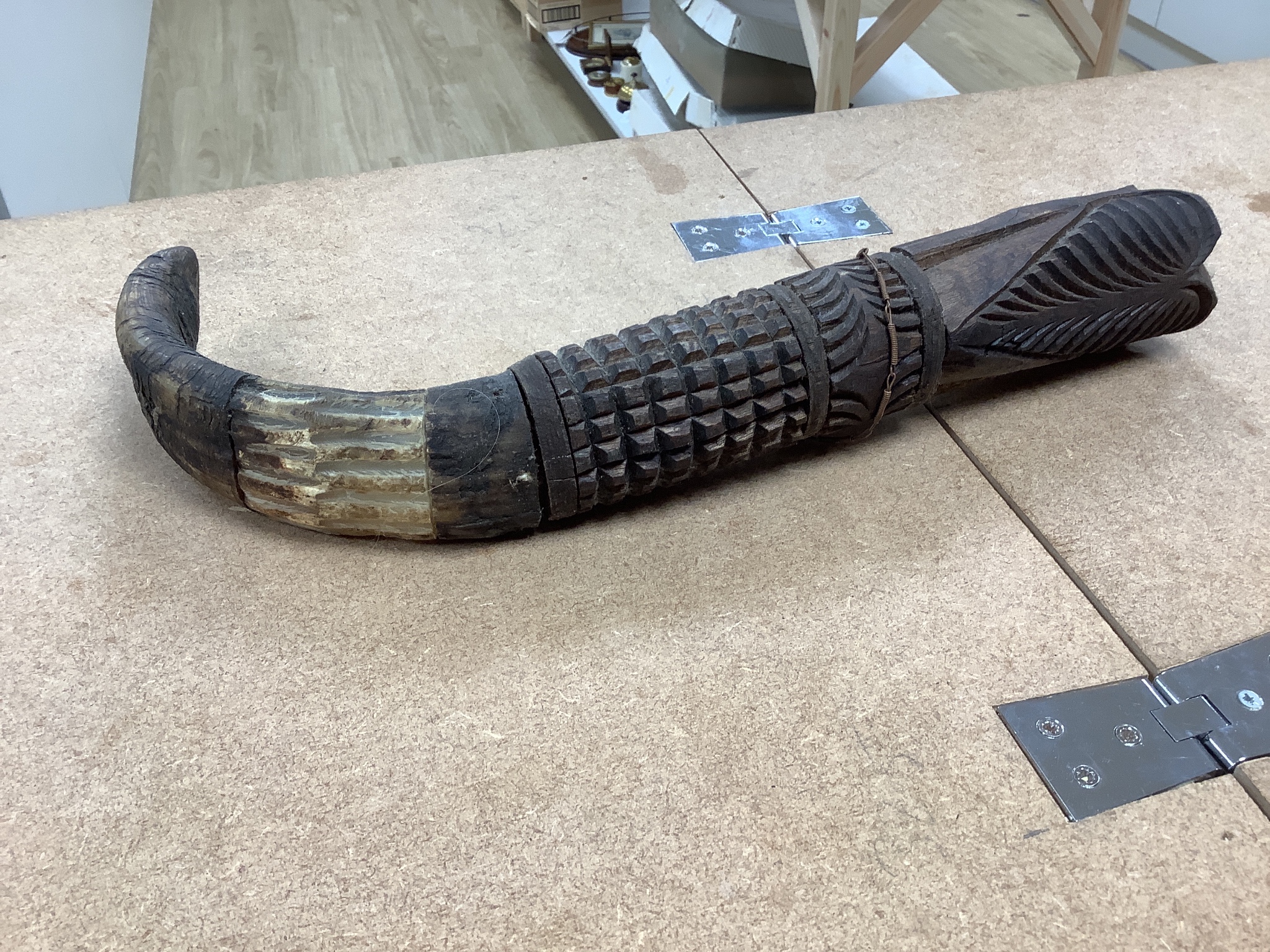 Tribal weapons and 2 batik prints